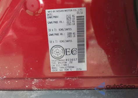 2016 Nissan Rogue S/Sl/Sv from USA, damaged, VIN 5N1AT2MV6GC855657